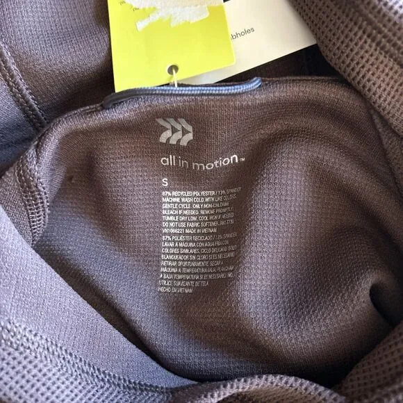 Heavy Waffle HOODED Sweatshirt All in Motion 2 pocket BROWN Thumbholes Sz Small - Picture 12 of 13